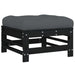 Garden Footstool With Cushion Black Solid Wood Pine Nxplio