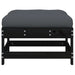 Garden Footstool With Cushion Black Solid Wood Pine Nxpppk