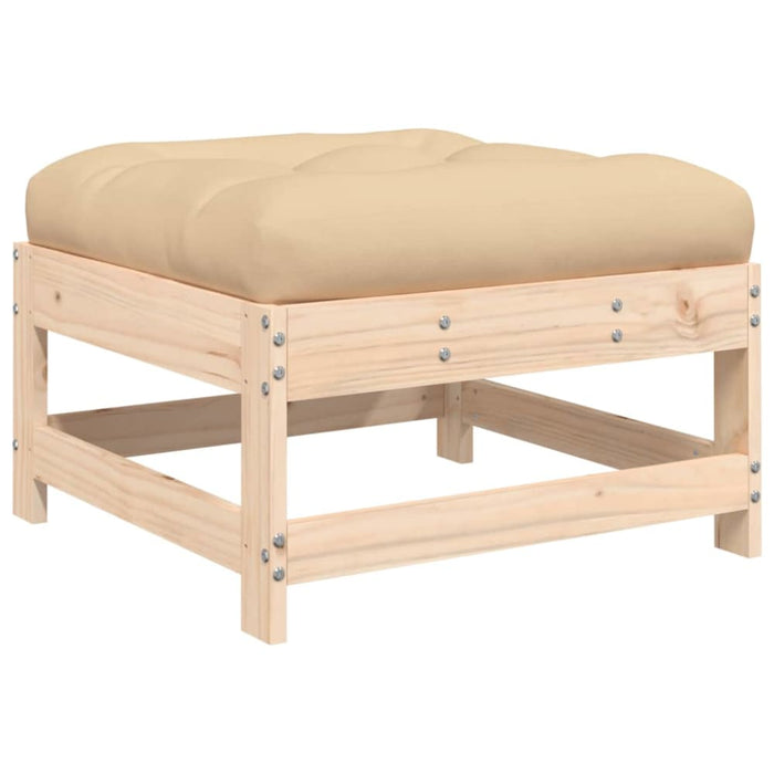 Garden Footstool With Cushion Solid Wood Pine Nxpppp