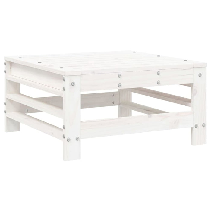 Garden Footstool With Cushion White Solid Wood Pine Nxplln