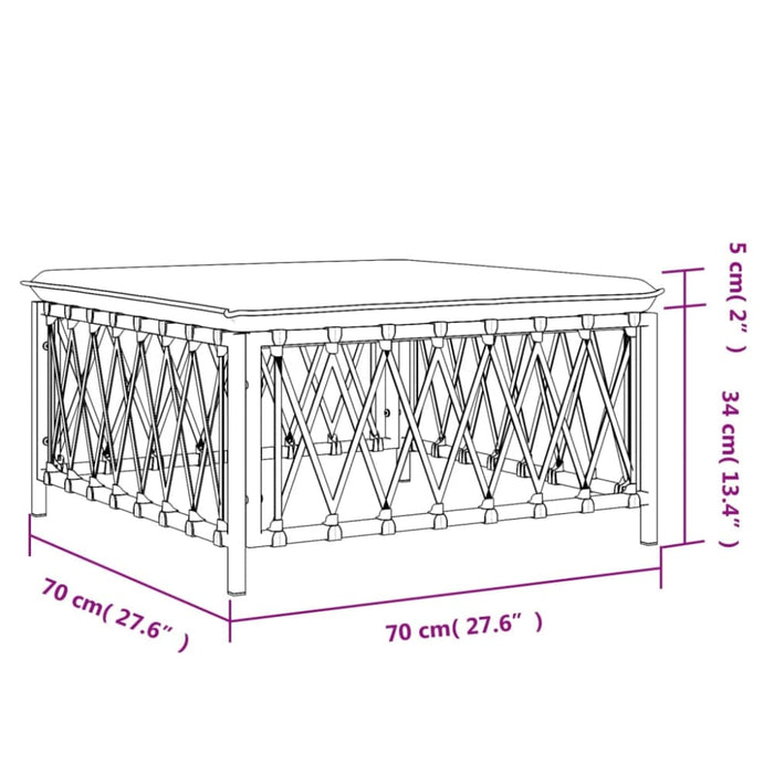 Garden Footstool With Cushion White Woven Fabric Tlaoab