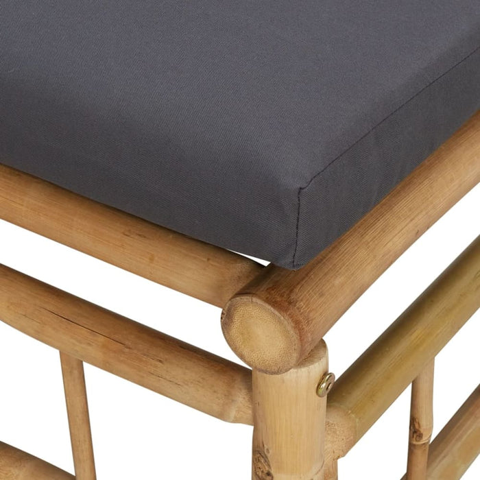 Garden Footstool With Dark Grey Cushion Bamboo Tlxtob