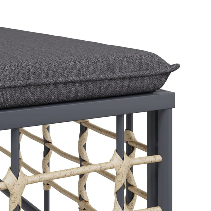 Garden Footstool With Dark Grey Cushion Poly Rattan Tlaotl