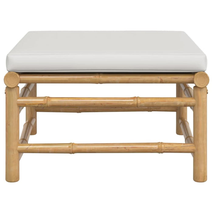 Garden Footstool With Light Grey Cushion Bamboo Tlxxnb