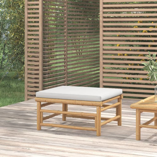 Garden Footstool With Light Grey Cushion Bamboo Tlxxnb