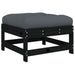 Garden Footstools With Cushions 2pcs Black Solid Wood Pine