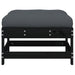 Garden Footstools With Cushions 2pcs Black Solid Wood Pine