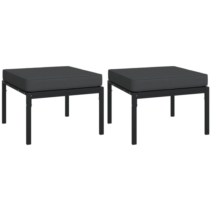 Garden Footstools With Grey Cushions 2 Pcs 60x60x35 Cm