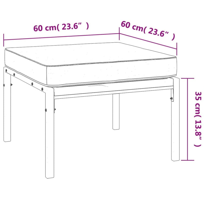 Garden Footstools With Grey Cushions 2 Pcs 60x60x35 Cm