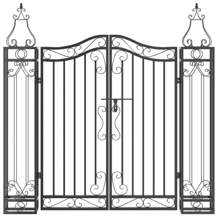 Garden Gate Black 121x8x120 Cm Wrought Iron Tltato