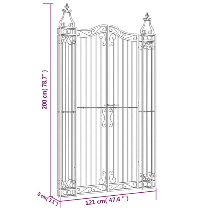 Garden Gate Black 121x8x200 Cm Wrought Iron Tltata