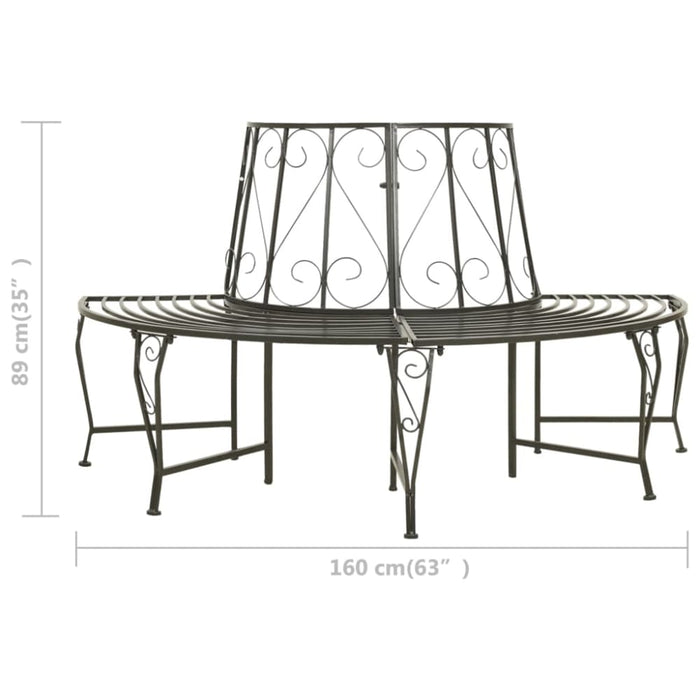 Garden Half Round Tree Bench 160 Cm Steel Totbta