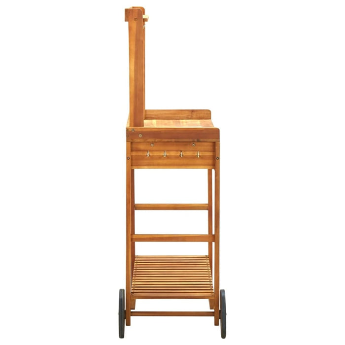 Garden Kitchen Trolley Solid Wood Acacia 92x43.5x141.5 Cm