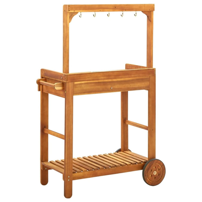 Garden Kitchen Trolley Solid Wood Acacia 92x43.5x141.5 Cm