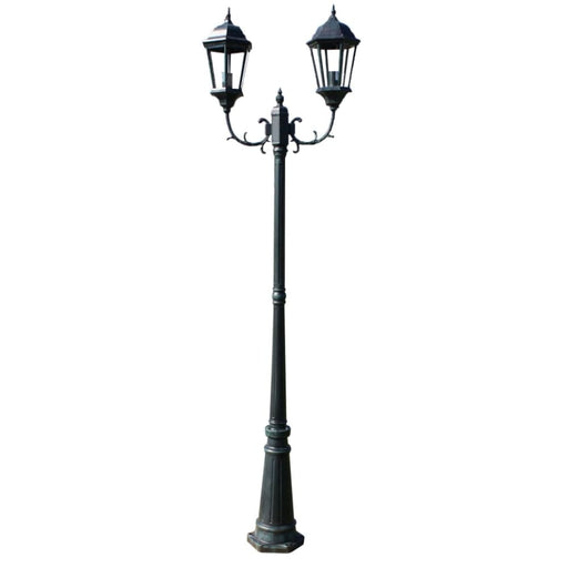 Garden Light Post 2-arms 230 Cm Dark Green Black Aluminium