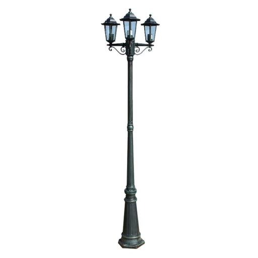 Garden Light Post 3-arms 215 Cm Dark Green Black Aluminium