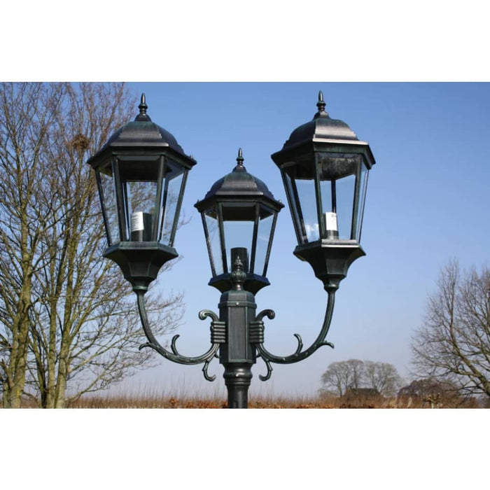 Garden Light Post 3-arms 230 Cm Dark Green Black Aluminium