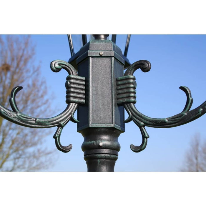 Garden Light Post 3-arms 230 Cm Dark Green Black Aluminium