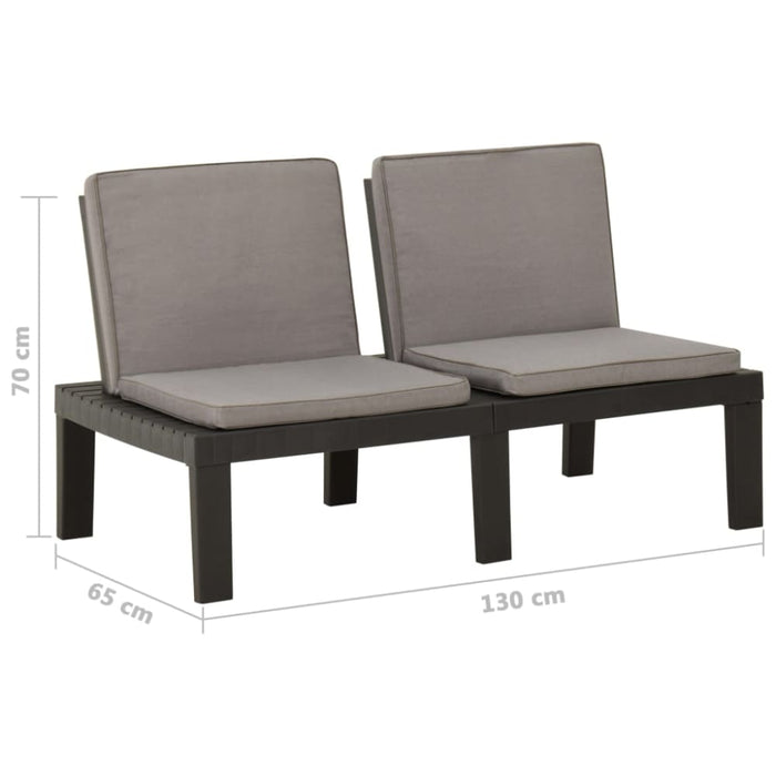 Garden Lounge Benches With Cushions 2 Pcs Plastic Grey