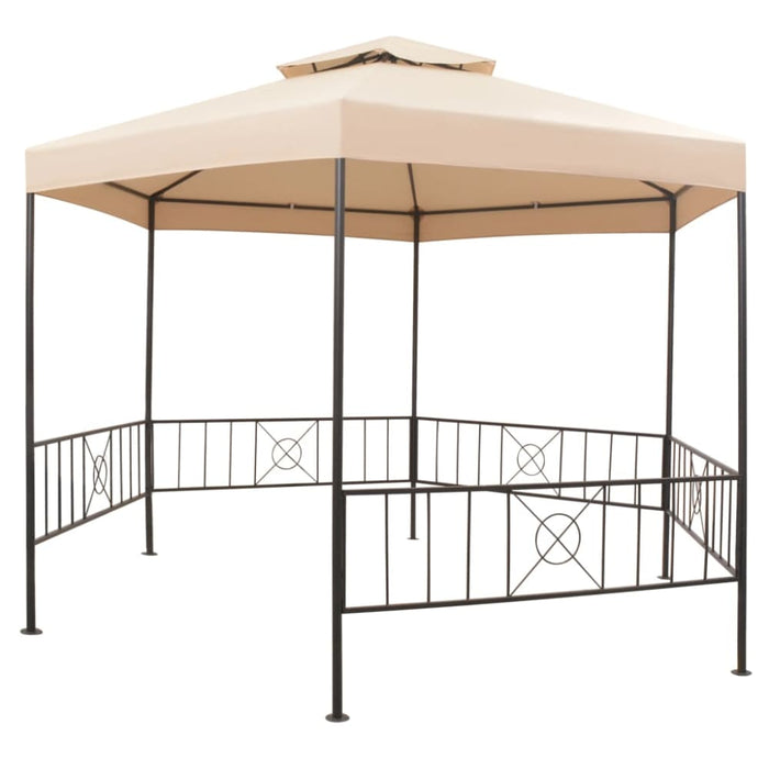 Garden Marquee Gazebo Pavilion Tent Hexagonal Beige 323x265