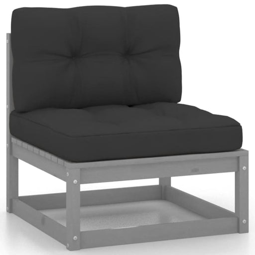 Garden Middle Sofa With Anthracite Cushions Grey Solid