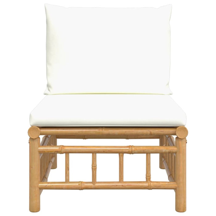 Garden Middle Sofa With Cream White Cushions Bamboo Tlxtbo