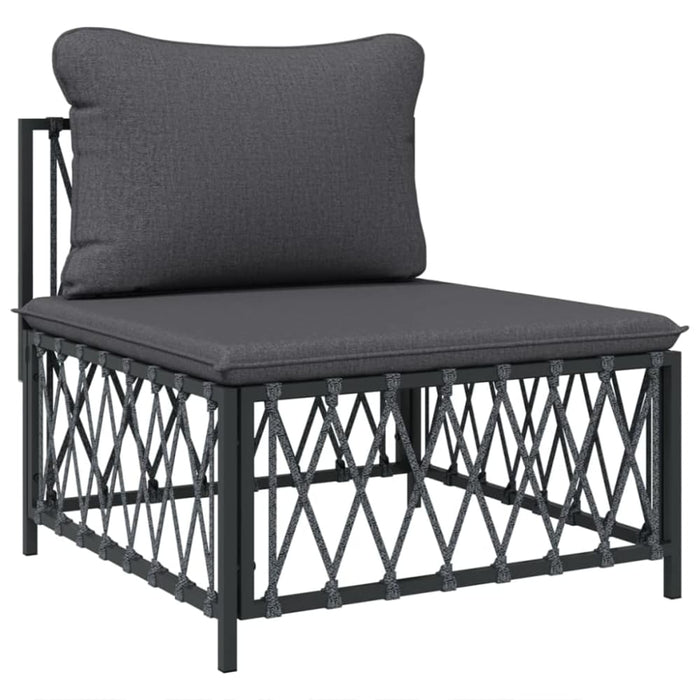 Garden Middle Sofa With Cushions Anthracite Woven Fabric