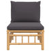 Garden Middle Sofa With Dark Grey Cushions Bamboo Tlxtbk