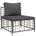 Garden Middle Sofa With Dark Grey Cushions Poly Rattan