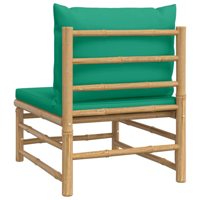 Garden Middle Sofa With Green Cushions Bamboo Tlxxka