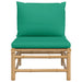 Garden Middle Sofa With Green Cushions Bamboo Tlxxka