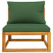 Garden Middle Sofa With Green Cushions Solid Wood Acacia