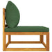 Garden Middle Sofa With Green Cushions Solid Wood Acacia