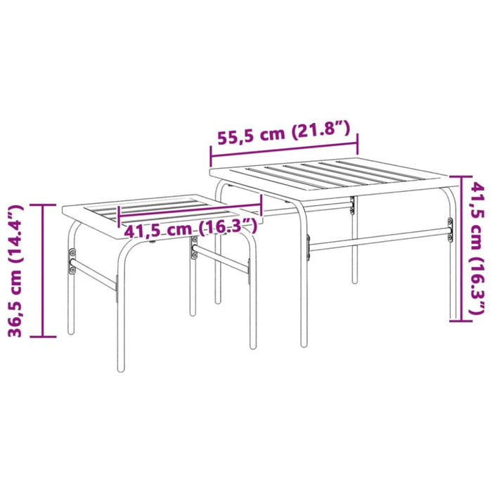 Garden Nest Of Coffee Tables 2 Pcs Brown And Black Steel