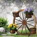 Garden Ornaments Decor Wooden Wagon Wheel Rustic Outdoor