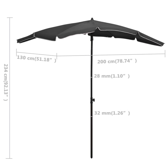 Garden Parasol With Pole 200x130 Cm Anthracite Topppt