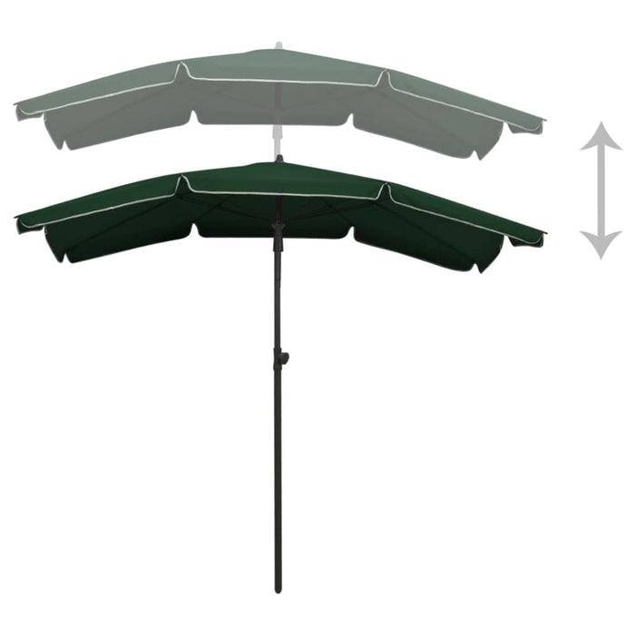 Garden Parasol With Pole 200x130 Cm Green Topppx