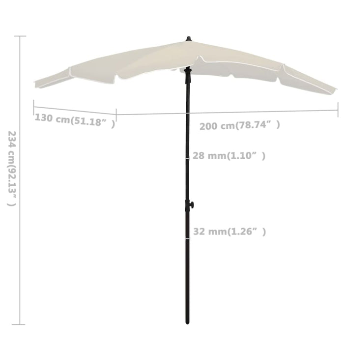 Garden Parasol With Pole 200x130 Cm Sand Topppo