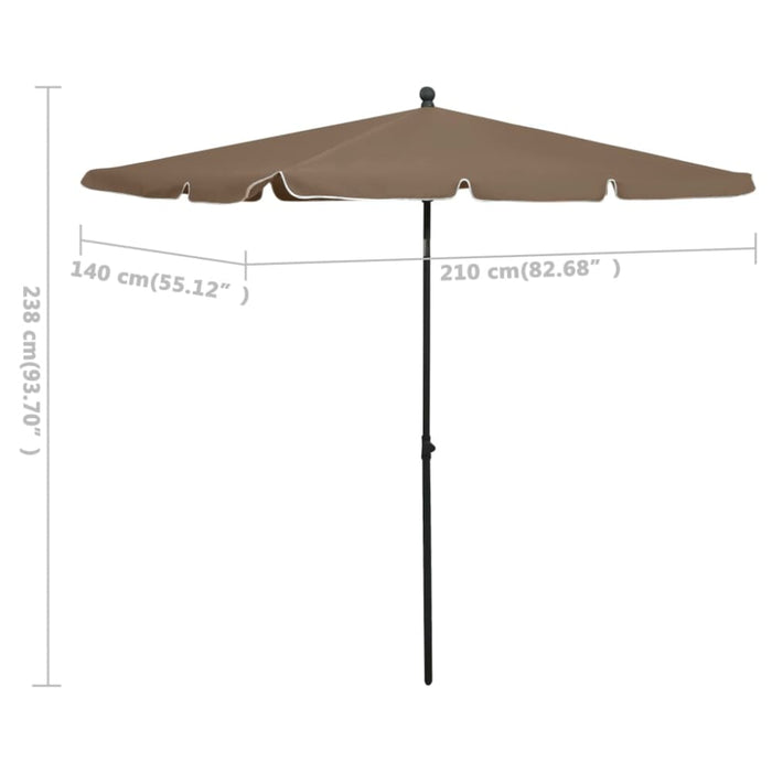 Garden Parasol With Pole 210x140 Cm Taupe Toppal