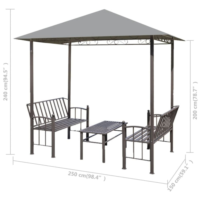 Garden Pavilion with Table and Benches 2.5x1.5x2.4 m