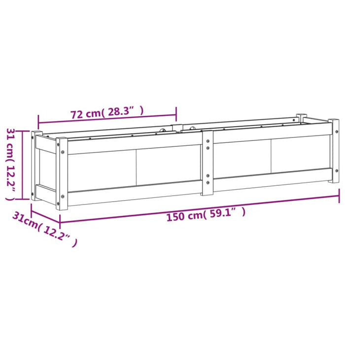 Garden Planter 150x31x31 Cm Solid Wood Pine Ntiaia