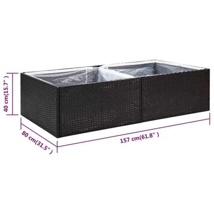 Garden Planter Black 157x80x40 Cm Poly Rattan Tokoix