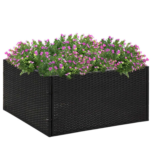 Garden Planter Black 80x80x40 Cm Poly Rattan Tokoio