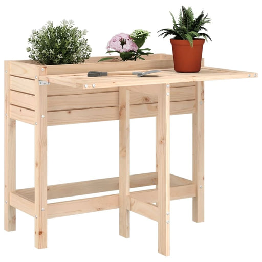 Garden Planter With Folding Tabletop Solid Wood Pine Nxpoxo