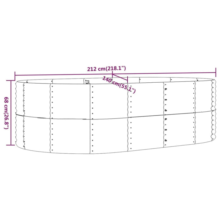 Garden Planter Grey 212x140x68 Cm Powder-coated Steel Tokbka