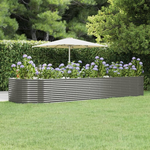 Garden Planter Grey 447x140x68 Cm Powder-coated Steel Tokobk