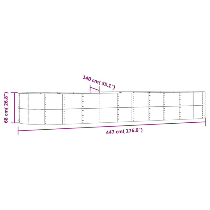 Garden Planter Grey 447x140x68 Cm Powder-coated Steel Tokobk