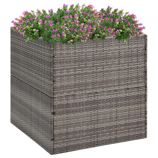 Garden Planter Grey 80x80x80 Cm Poly Rattan Tokoii