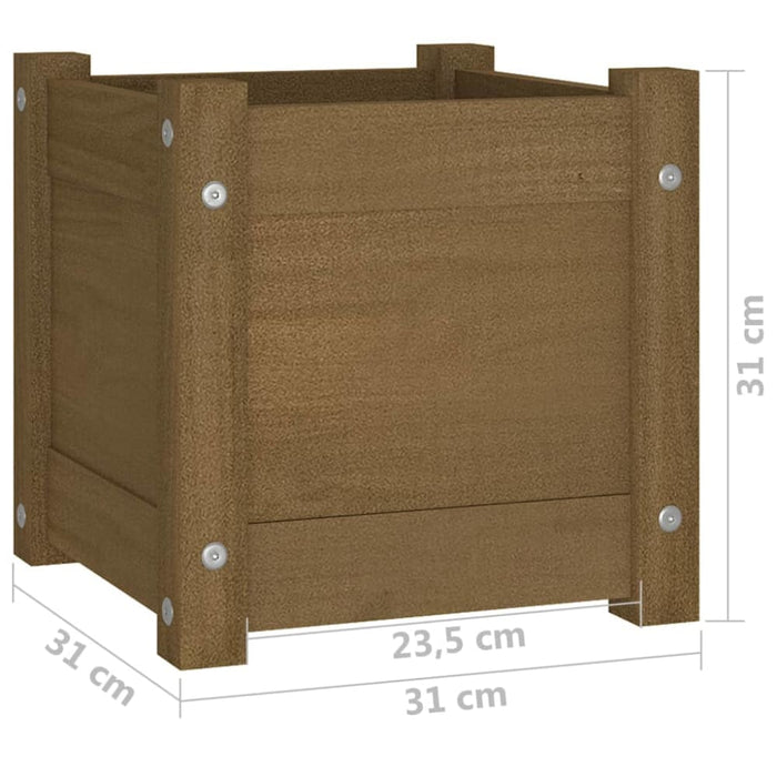 Garden Planter Honey Brown 31x31x31 Cm Solid Pinewood Nobpxn