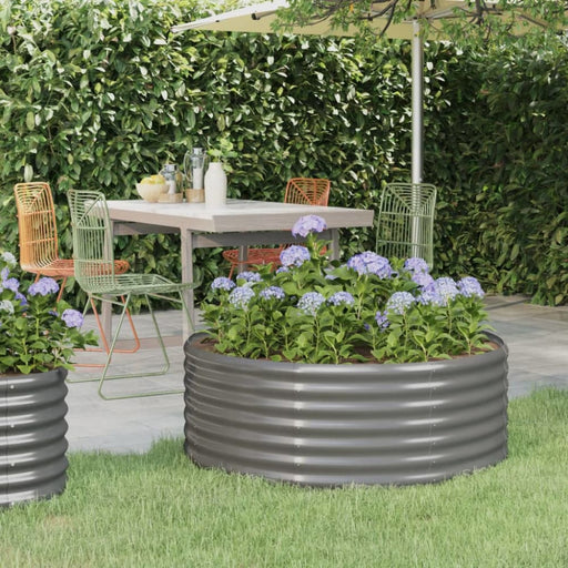 Garden Planter Powder-coated Steel 100x100x36 Cm Grey Tonkna
